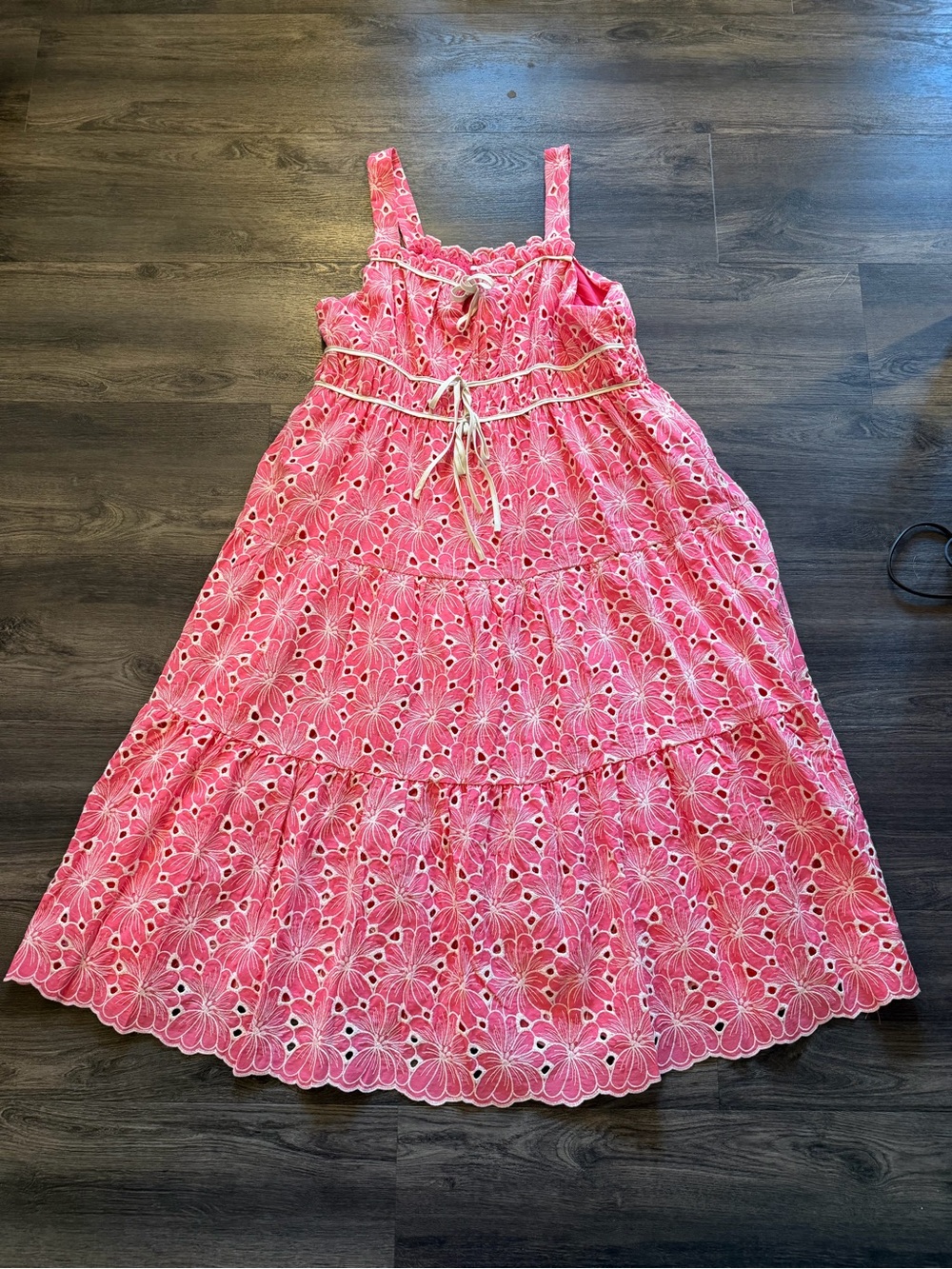 Chic Soul Pink Floral Eyelet Maxi Dress